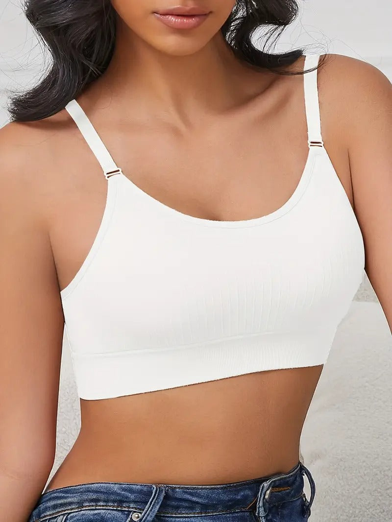 1pc Women's Comfortable Gathering Striped No Steel Ring Beauty Bra
