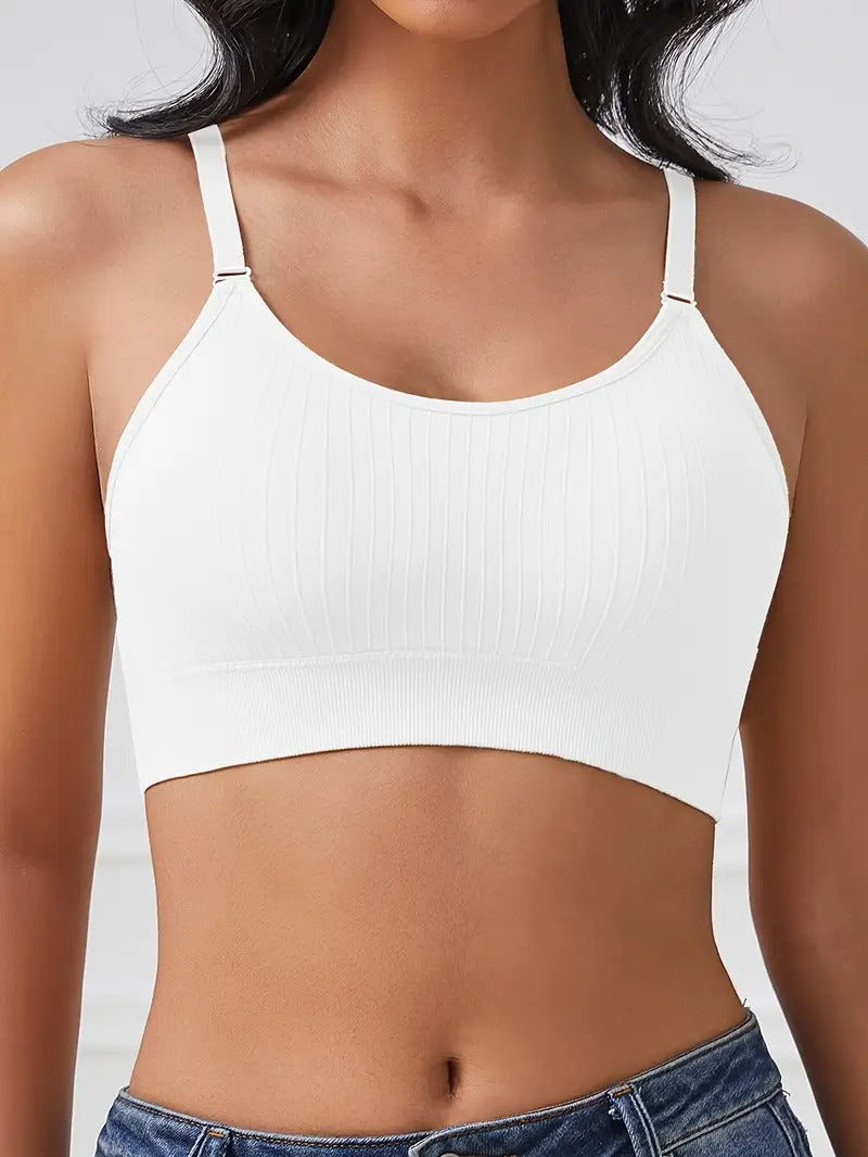 1pc Women's Comfortable Gathering Striped No Steel Ring Beauty Bra