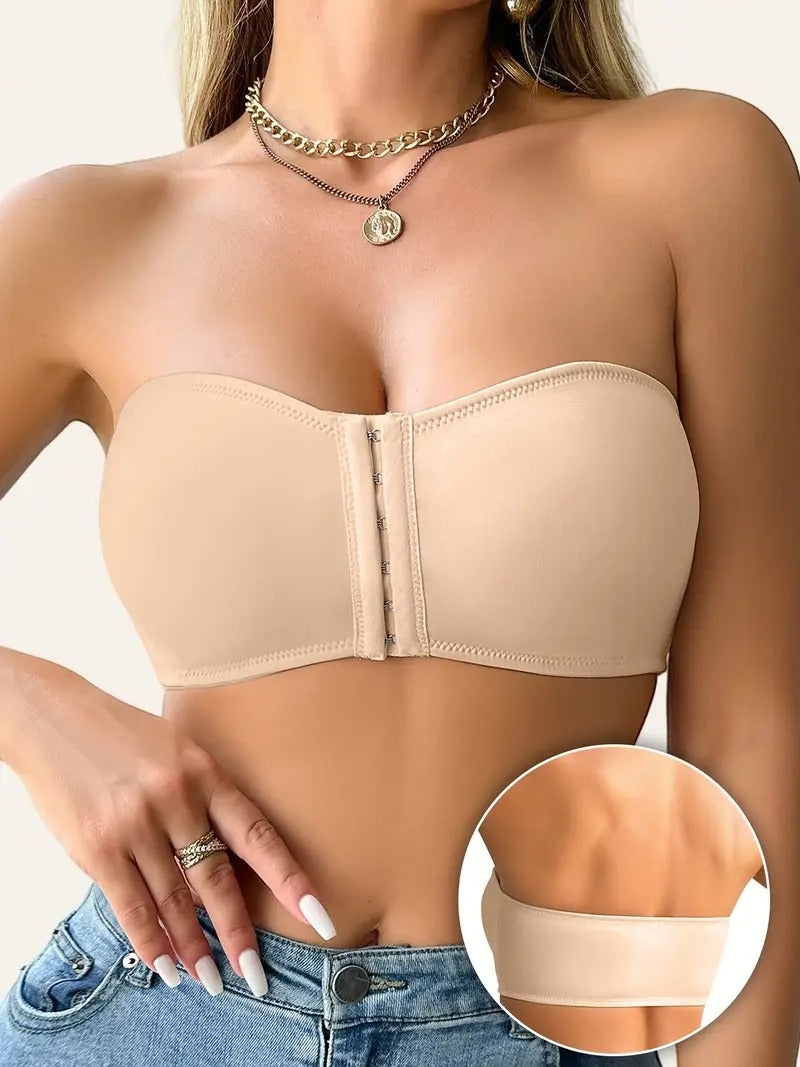 Women's Wireless Bralette - No Underwire Front Closure Soft Breathable Removable Padded Cups Anti-Slip