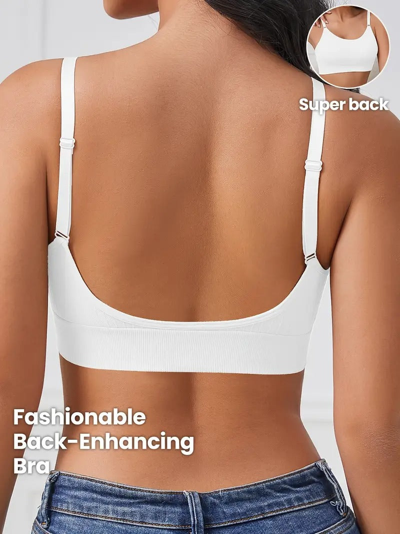 1pc Women's Comfortable Gathering Striped No Steel Ring Beauty Bra