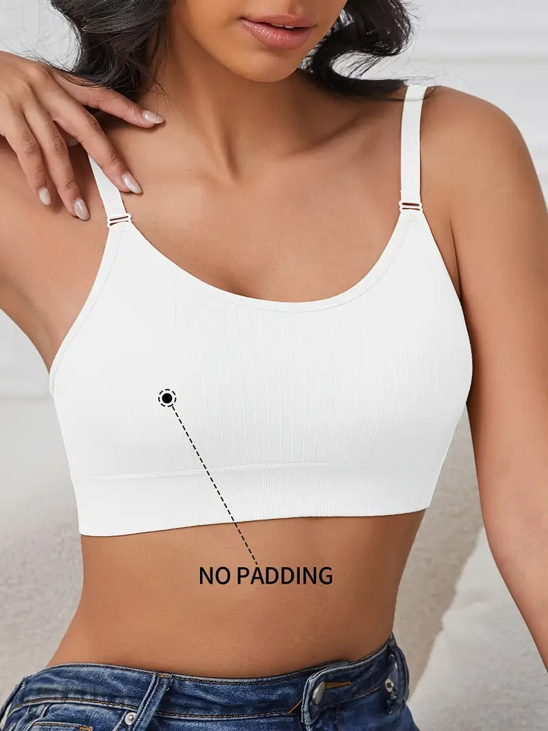 1pc Women's Comfortable Gathering Striped No Steel Ring Beauty Bra