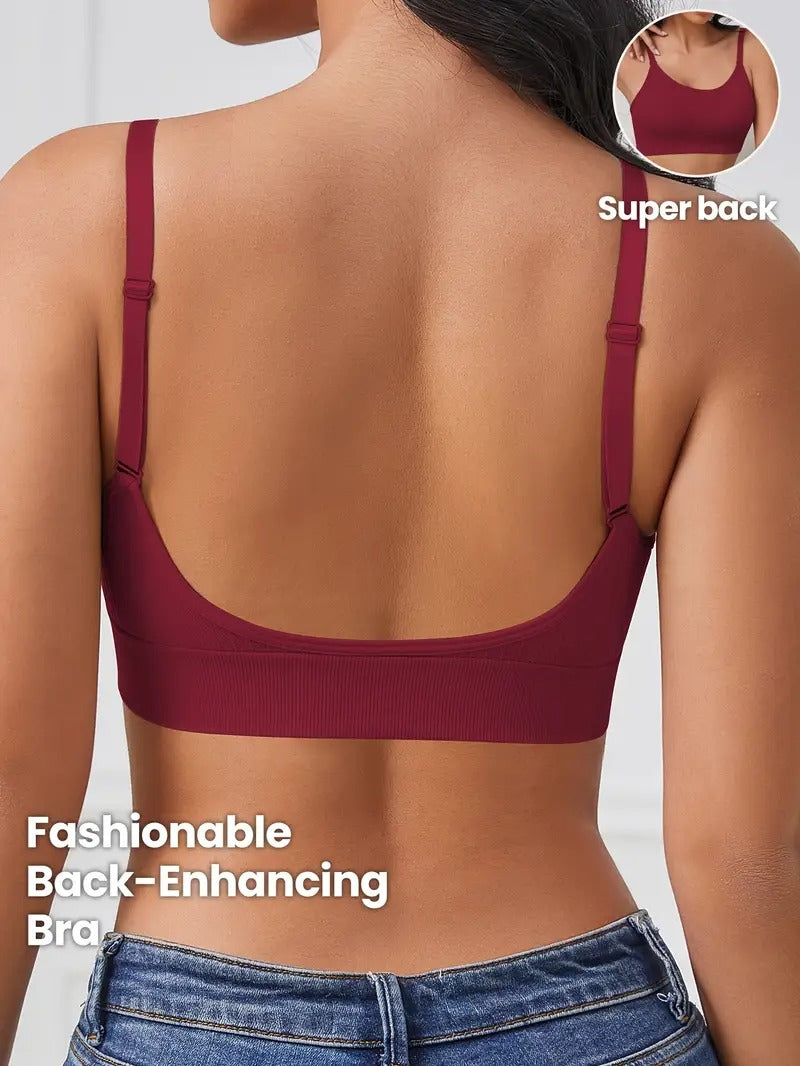 1pc Women's Comfortable Gathering Striped No Steel Ring Beauty Bra