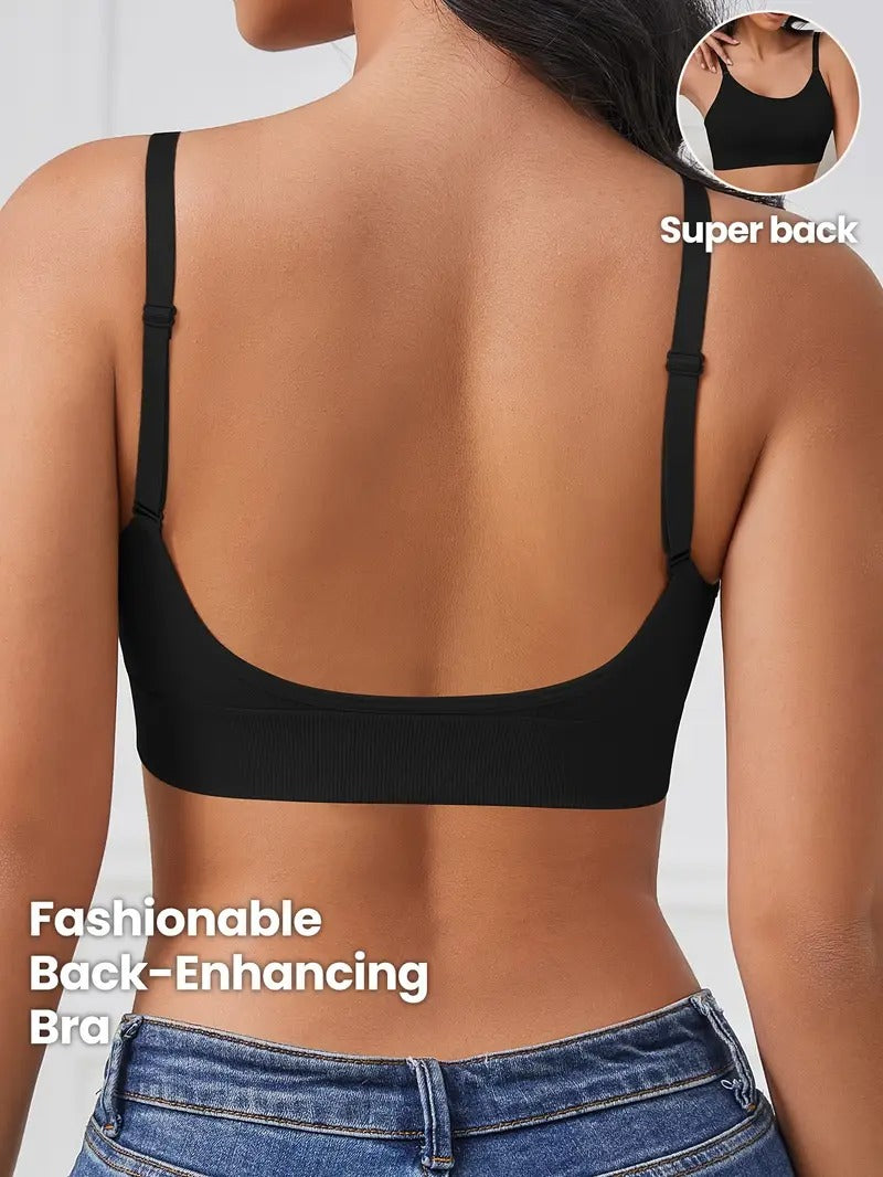 1pc Women's Comfortable Gathering Striped No Steel Ring Beauty Bra