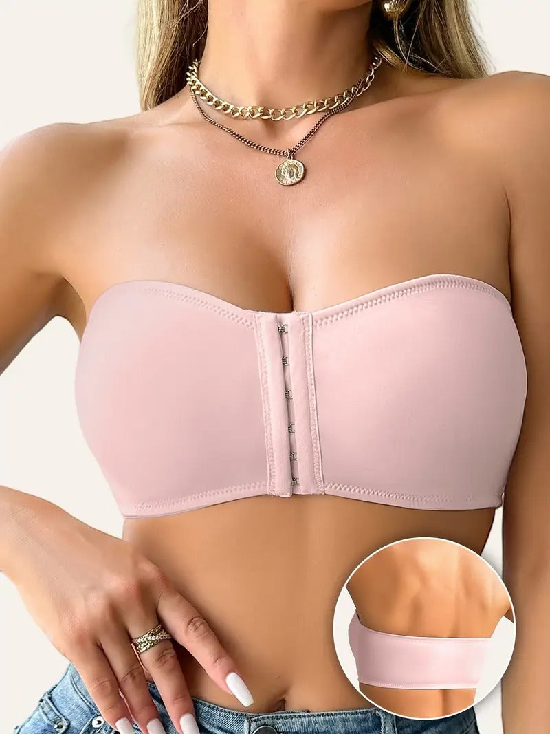 Women's Wireless Bralette - No Underwire Front Closure Soft Breathable Removable Padded Cups Anti-Slip