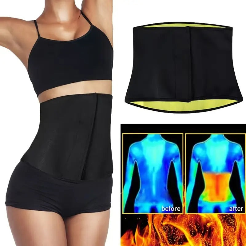 1pc Women's Thermal Waist Trainer Belt - Neoprene & Knit Fabric