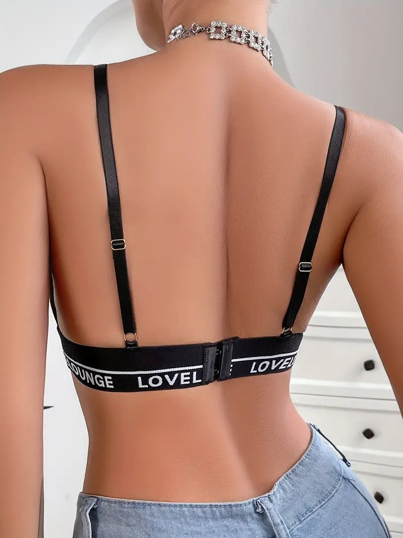 Women's Wireless Bra with LOVE LETTER Panel & Asymmetrical Design