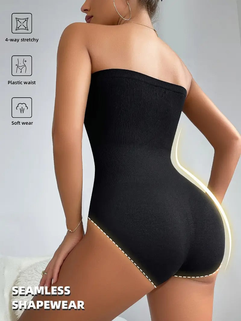 High Support Seamless Underwear for Casual Attire, Elegant Solid Color, Tummy Control Shapewear